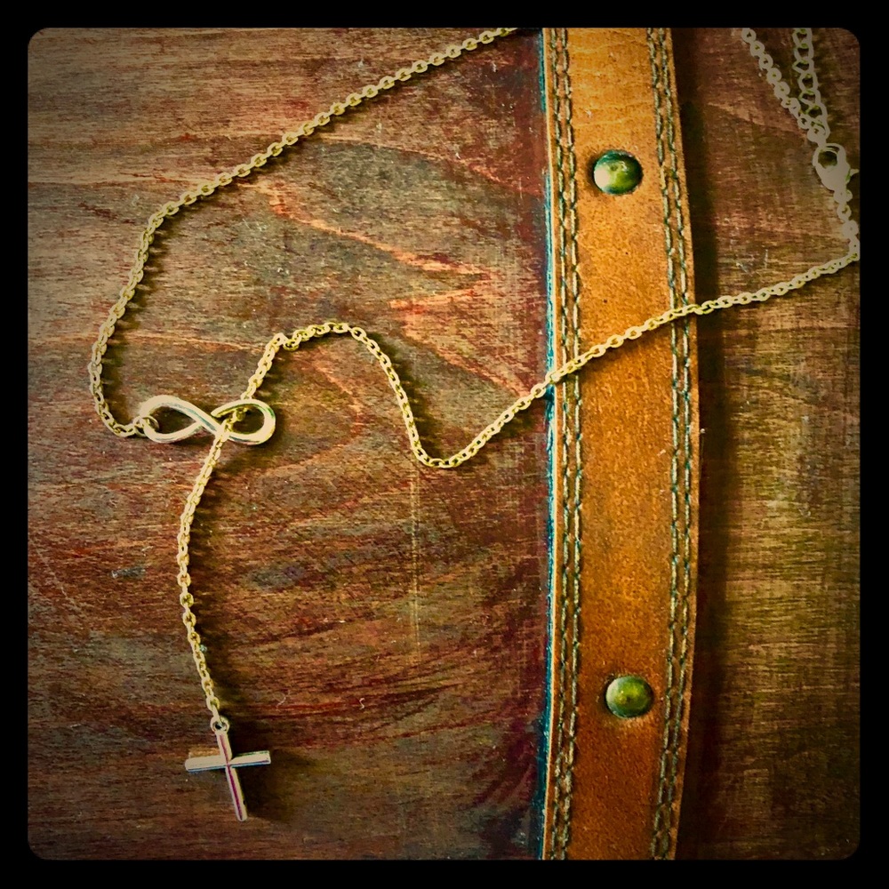 Gold costume jewelry Necklace Cross Infinity